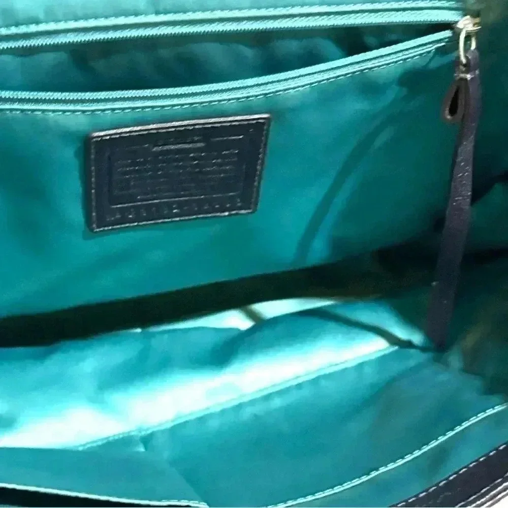 Coach pinnacle Eva lake navy blue leather leather shoulder handbag